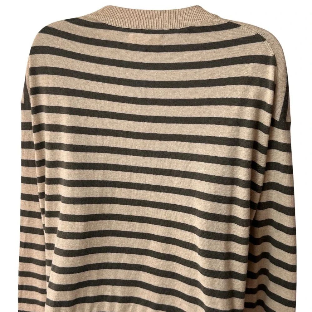 Velvet by Graham and Spencer Alister Striped Crewneck Sweater Cashmere Blend S